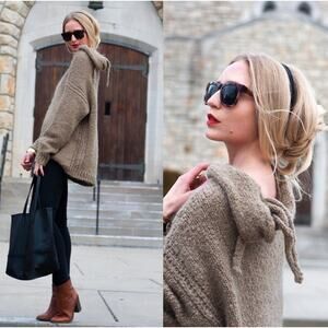 Zara Oversized Taupe Hooded Cowl Sweater